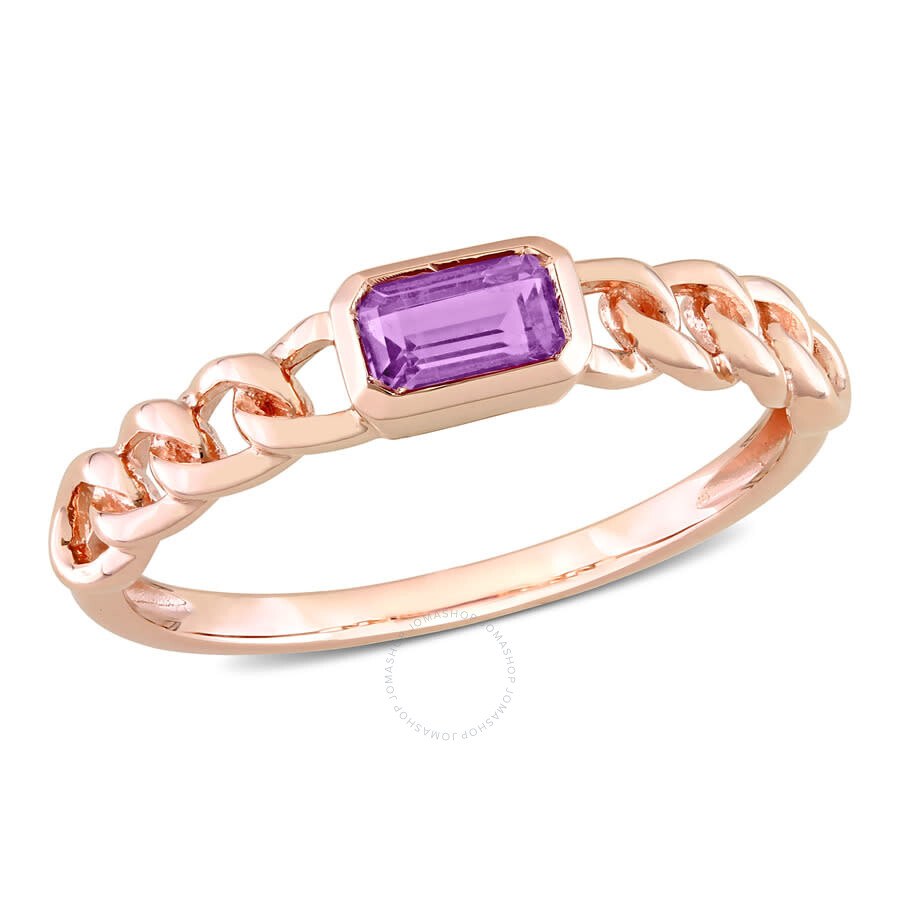 Shop Amour 1/3 Ct Tgw Octagon Africa Amethyst Link Ring In 10k Rose Gold In Pink