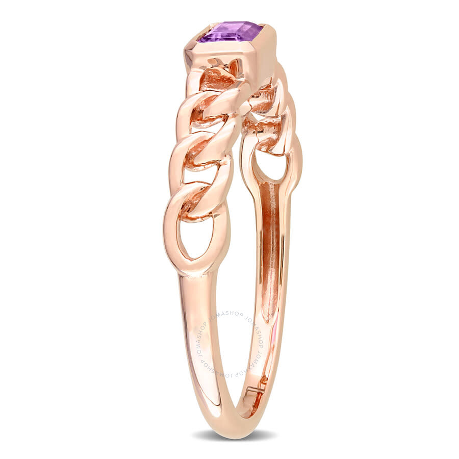 Shop Amour 1/3 Ct Tgw Octagon Africa Amethyst Link Ring In 10k Rose Gold In Pink