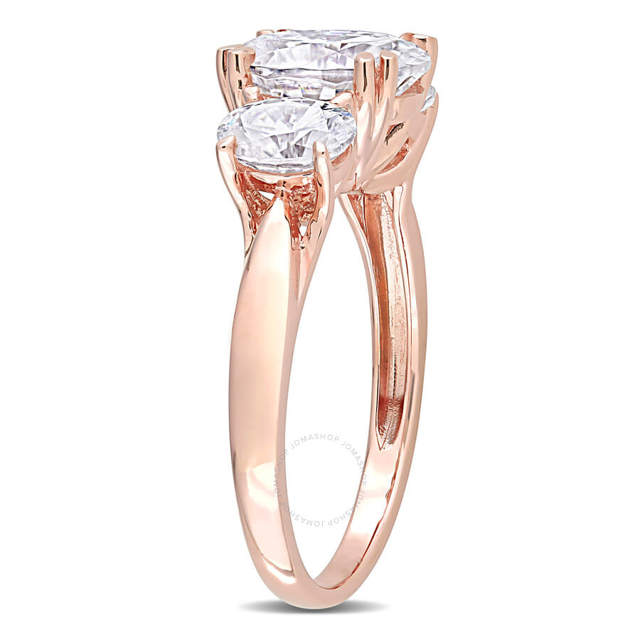 Amour 3 Ct Dew Created Moissanite 3-stone Engagement Ring In 10k Rose Gold In Rose Gold-tone