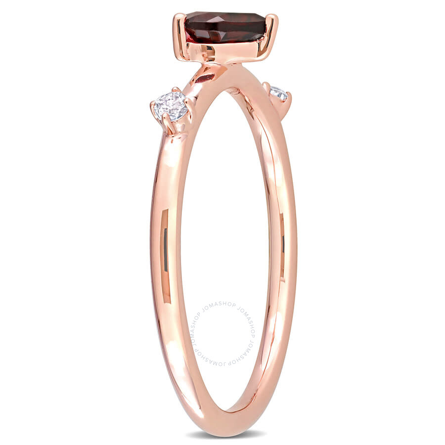 Amour 5/8 Ct Tgw Heart Garnet And White Topaz Stackable Ring In 10k Rose Gold In Pink