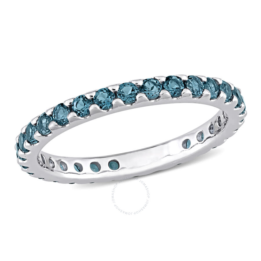 Amour 1 1/2 Ct Tgw London Blue Topaz Eternity Ring In 10k White Gold In White