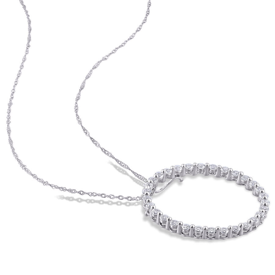 Amour 1 1/2 Ct Tgw White Sapphire Circle Of Life Pendant With Chain In 10k White Gold In White