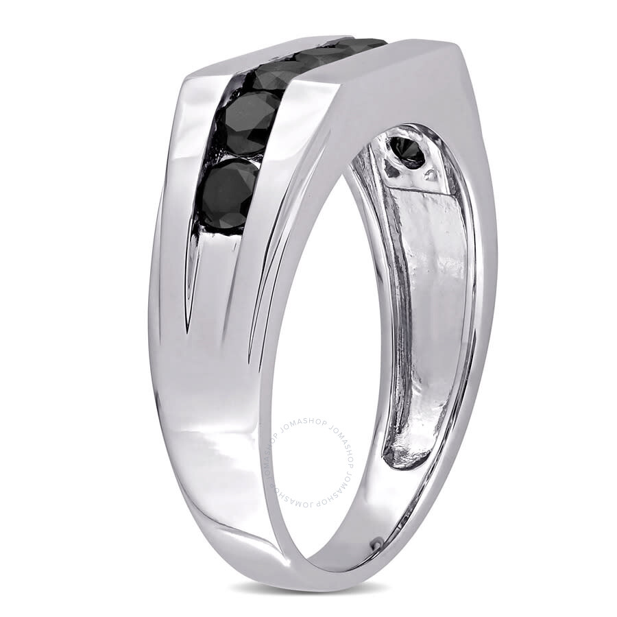 Amour 1 Ct Tw Men's Channel Set Black Diamond Ring In 10k White Gold In White