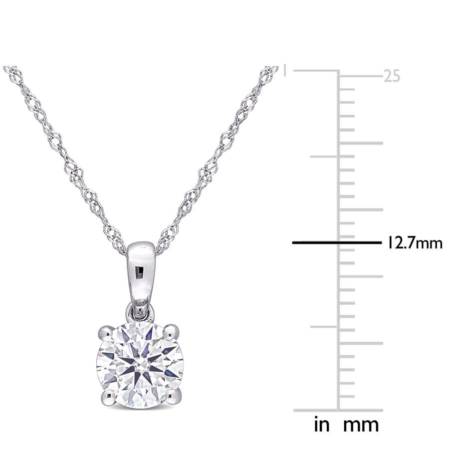 Amour 1 Ct Dew Created Moissanite Solitaire Pendant With Chain In 10k White Gold In White