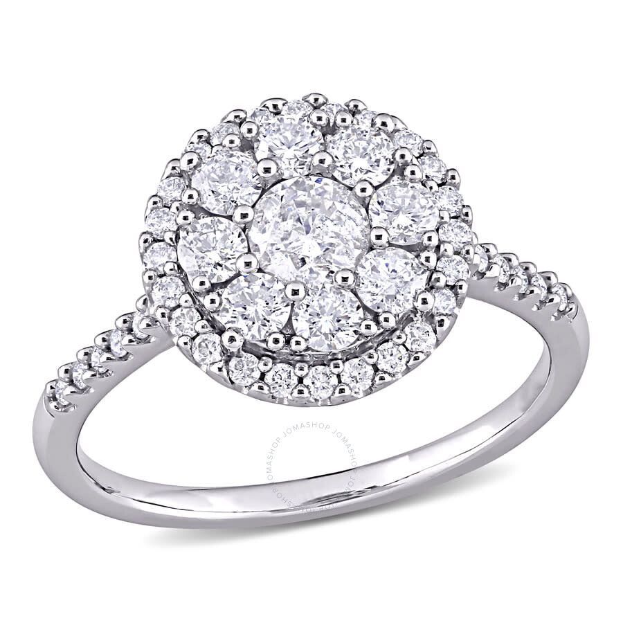 Amour 1 Ct Tw Diamond Composite Round Halo Engagement Ring In 10k White Gold In White