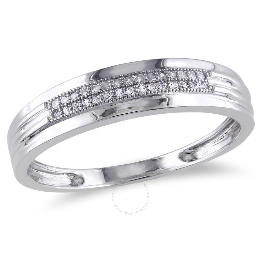 Amour Men's 1/10 Ct Tw Diamond Wedding Band In 10k White Gold In White