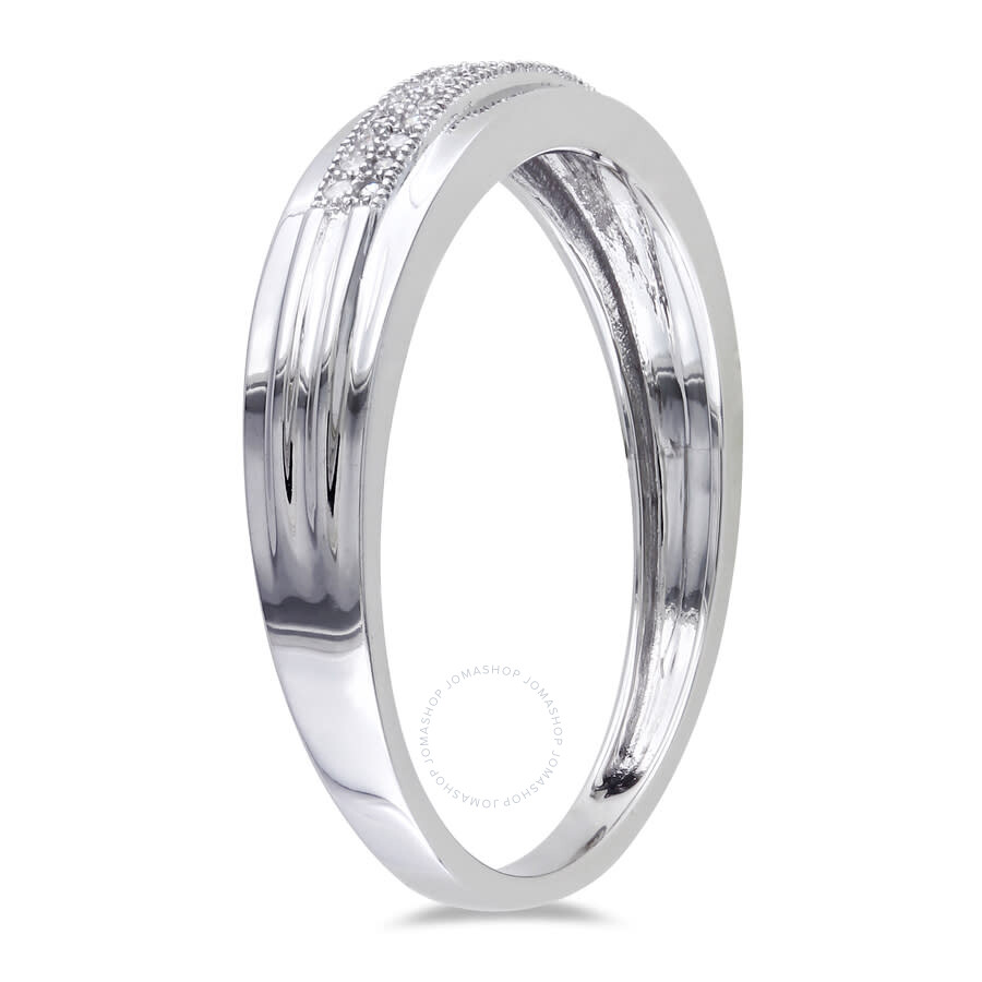 Amour Men's 1/10 Ct Tw Diamond Wedding Band In 10k White Gold In White