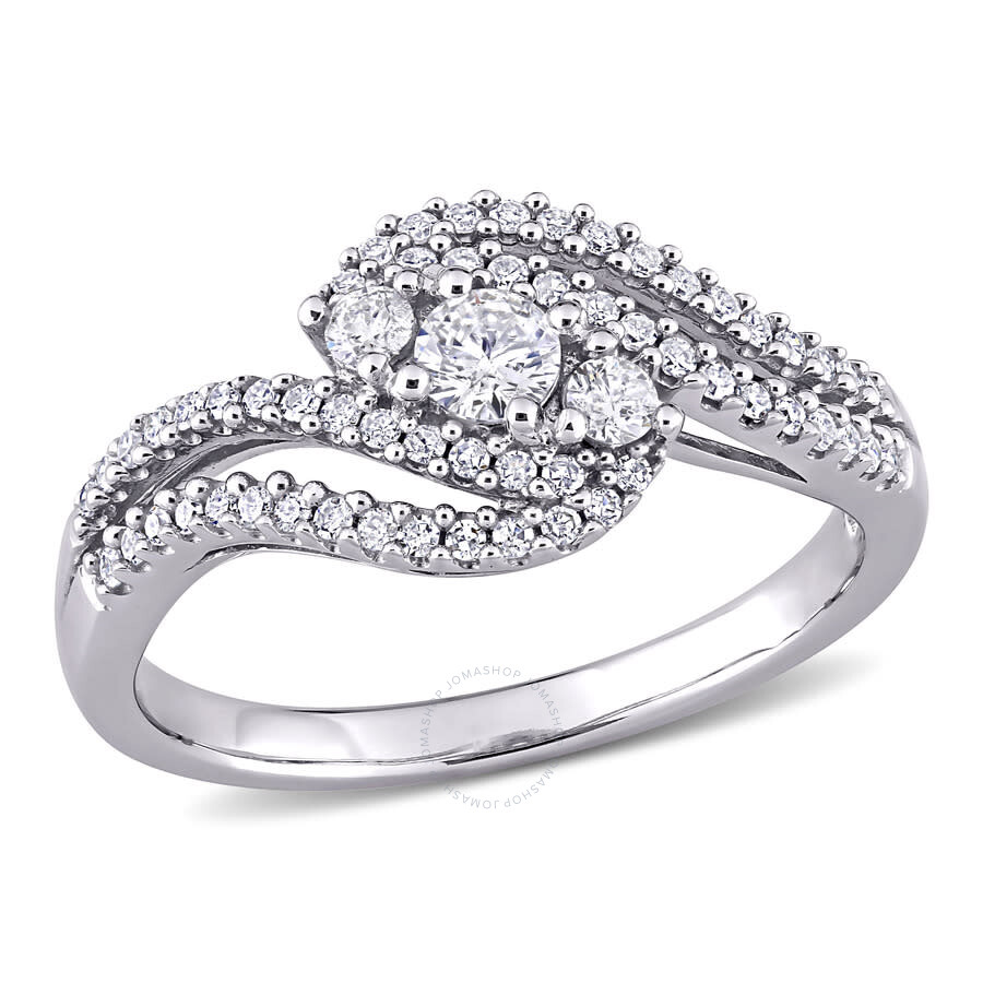 Amour 1/2 Ct Tw Diamond Bypass Ring In 10k White Gold In White