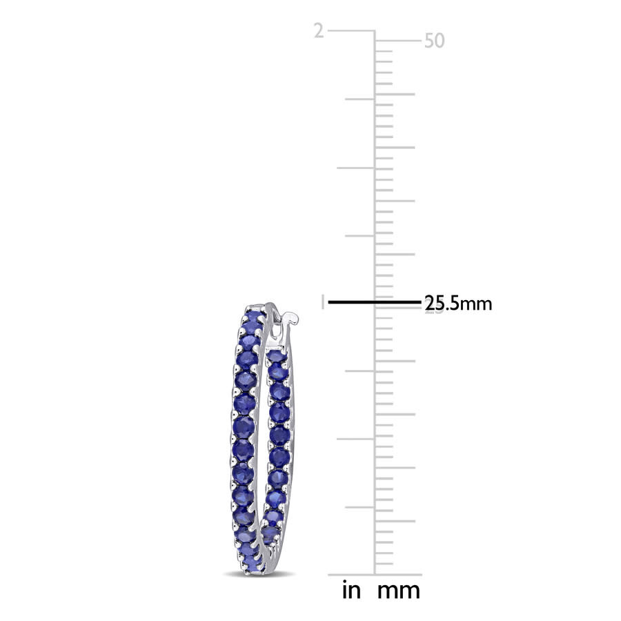 Amour 2 4/5 Ct Tgw Created Blue Sapphire Inside Outside Hoop Earrings In 10k White Gold In White