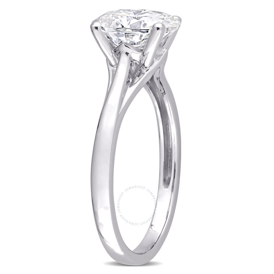 Amour 2 Ct Dew Oval Shaped Created Moissanite Solitaire Ring In 10k White Gold In White