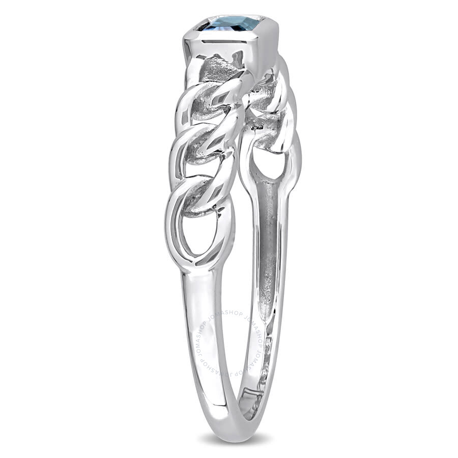 Amour 3/8 Ct Tgw Octagon London Blue Topaz Link Ring In 10k White Gold In White