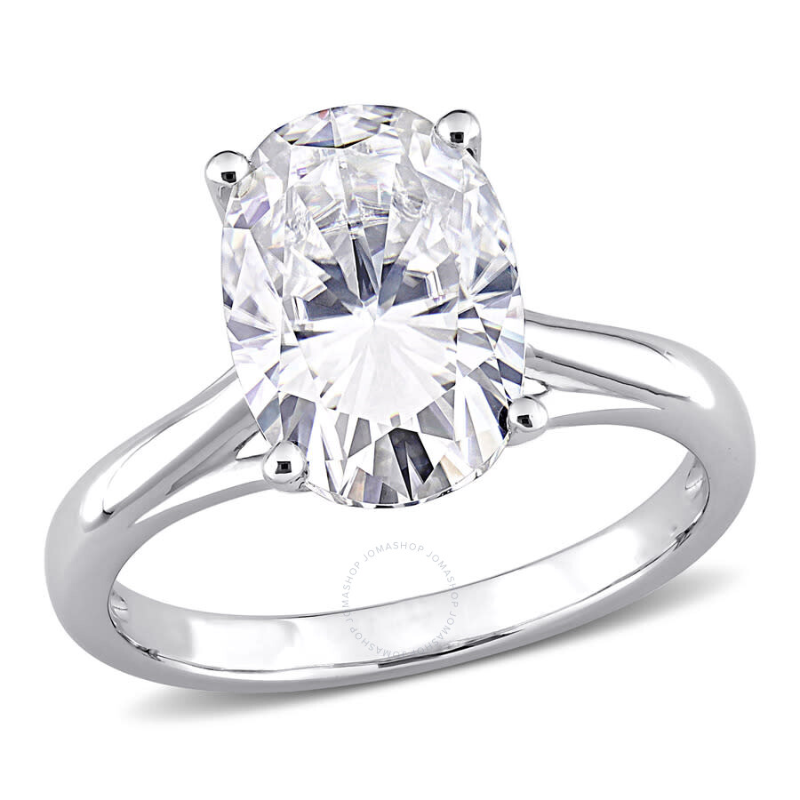 Shop Amour 4 1/2 Ct Dew Oval Shaped Created Moissanite Solitaire Ring In 10k White Gold