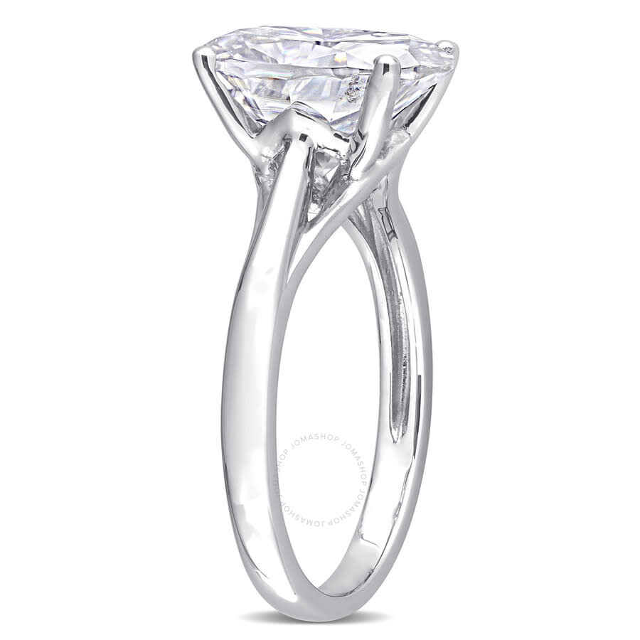 Shop Amour 4 1/2 Ct Dew Oval Shaped Created Moissanite Solitaire Ring In 10k White Gold