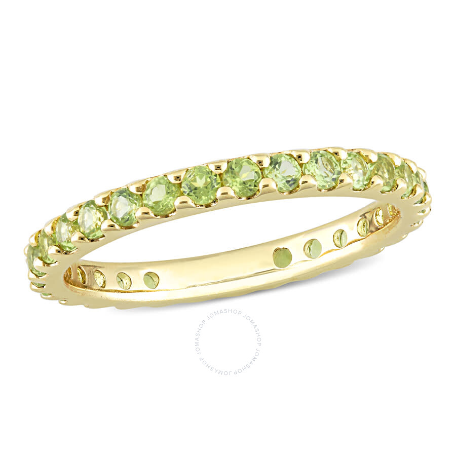 Amour 1 1/5 Ct Tgw Peridot Eternity Ring In 10k Yellow Gold In Yellow