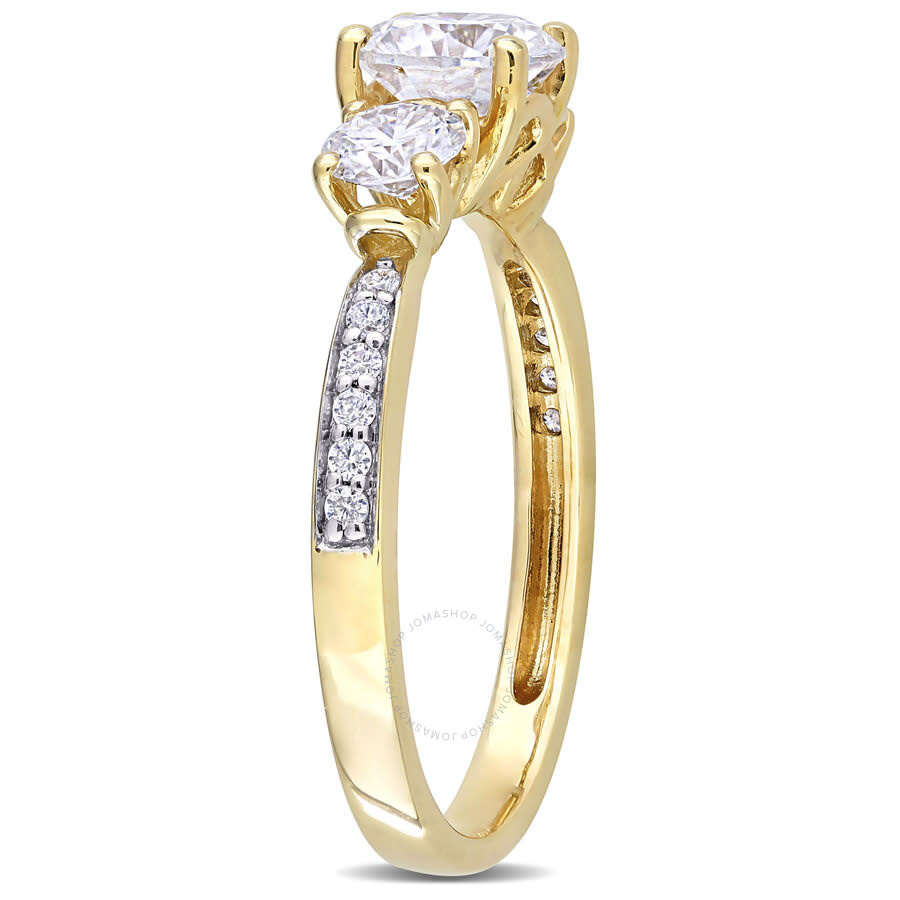 Amour 1 3/8 Ct Dew Created Moissanite 3-stone Engagement Ring In 10k Yellow Gold In Yellow