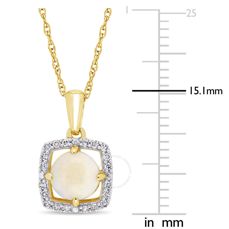 Amour Opal And 1/10 Ct Tw Diamond Floating Square Halo Necklace In 10k Yellow Gold In Yellow