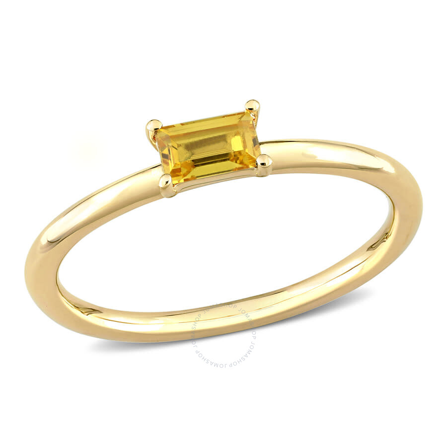 Amour 1/3 Ct Tgw Baguette Yellow Sapphire Stackable Ring In 10k Yellow Gold In Yellow