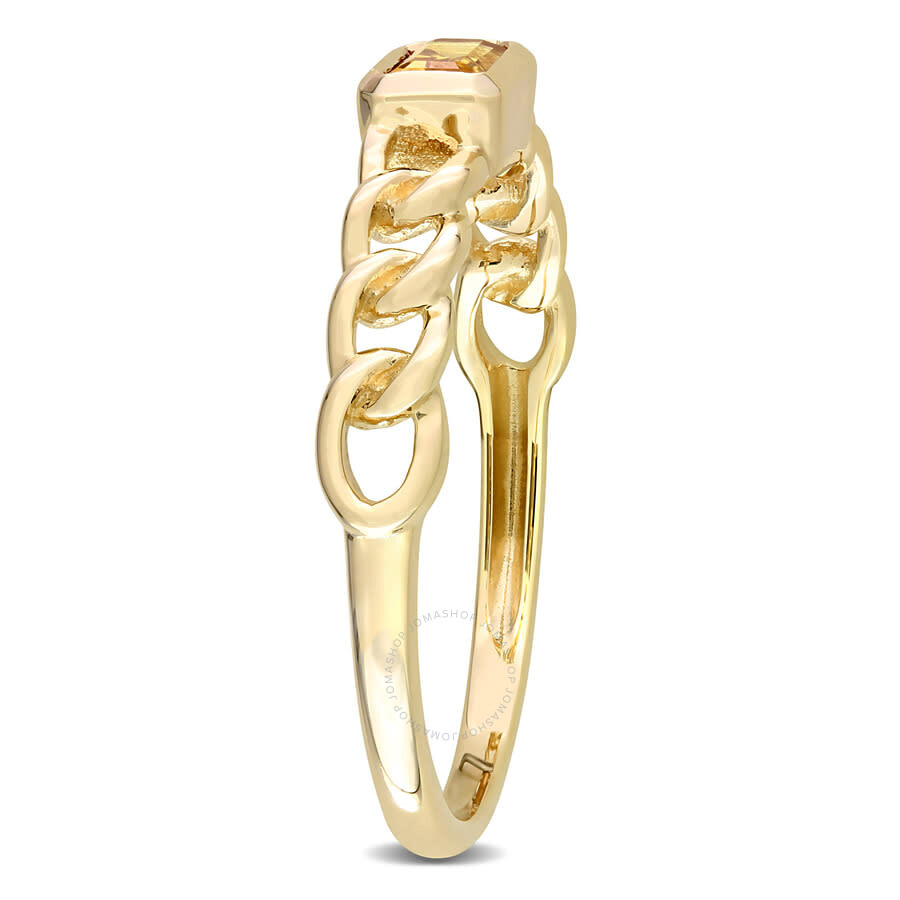 Amour 1/3 Ct Tgw Octagon Citrine Link Ring In 10k Yellow Gold In Yellow