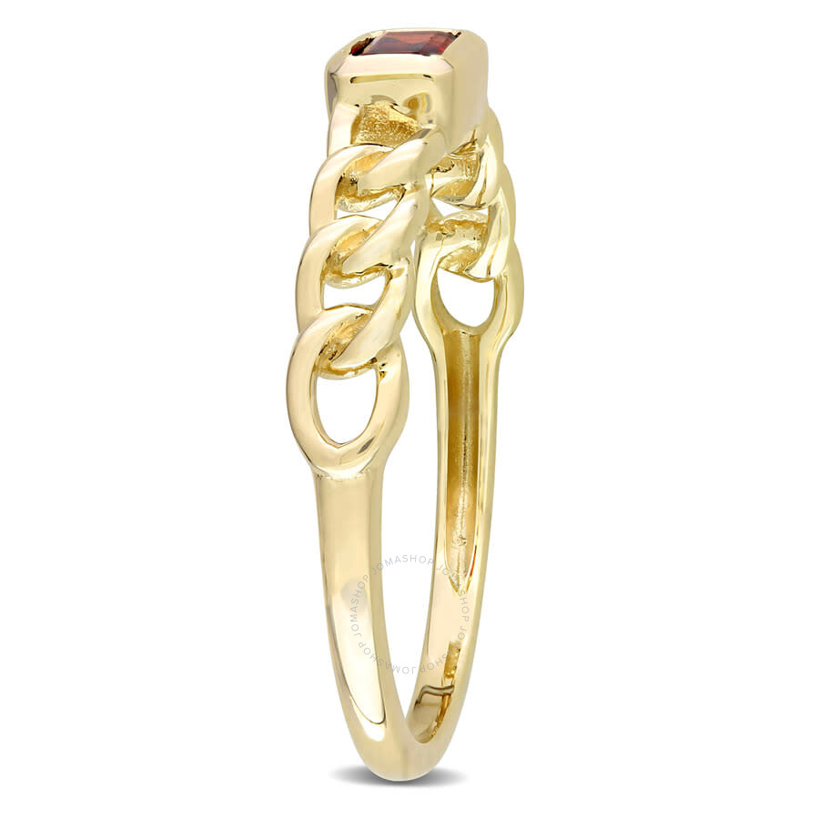 Amour 1/3 Ct Tgw Octagon Garnet Link Ring In 10k Yellow Gold In Yellow
