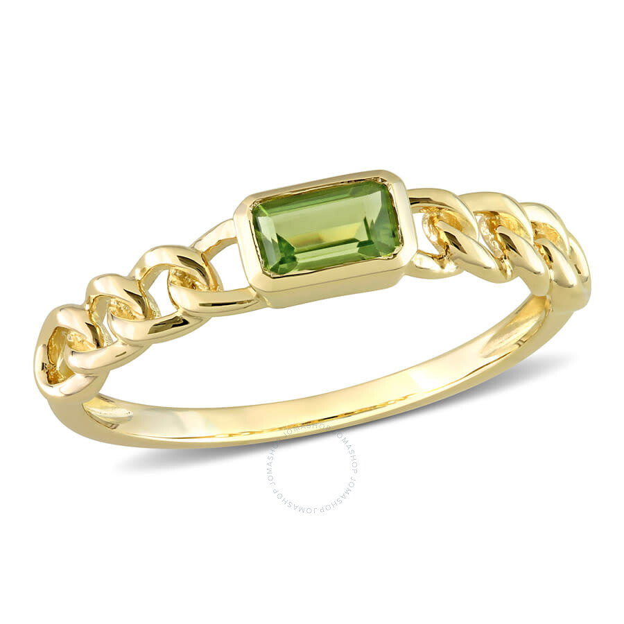 Amour 1/3 Ct Tgw Octagon Peridot Link Ring In 10k Yellow Gold In Yellow