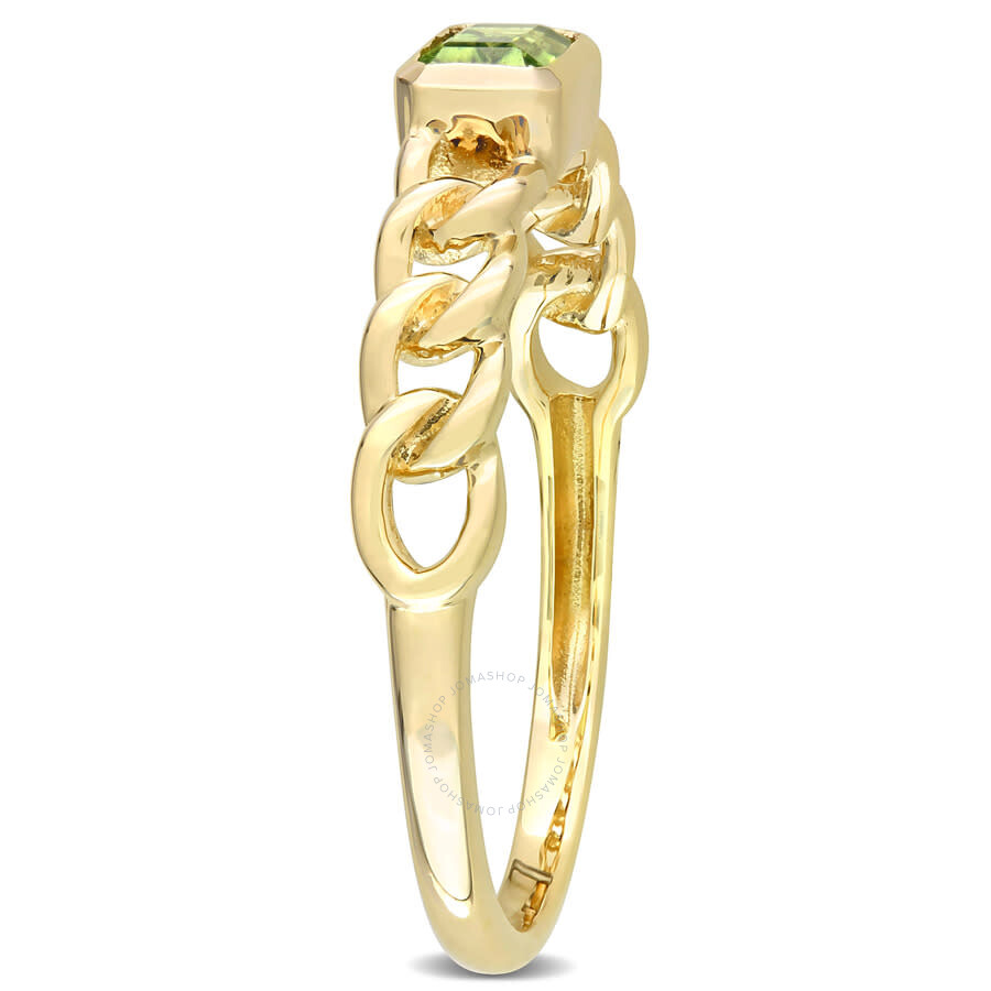 Amour 1/3 Ct Tgw Octagon Peridot Link Ring In 10k Yellow Gold In Yellow