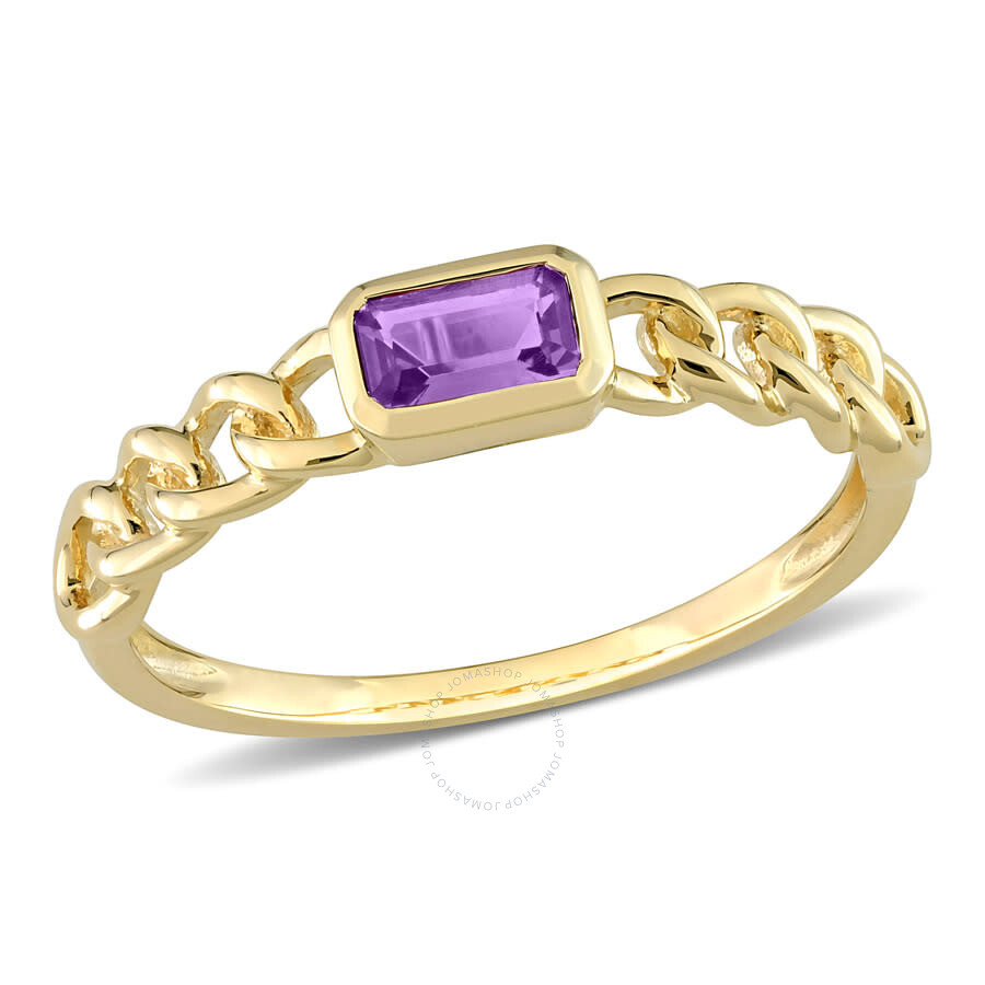 Amour 1/5 Ct Tgw Octagon Amethyst Link Ring In 10k Yellow Gold In Yellow