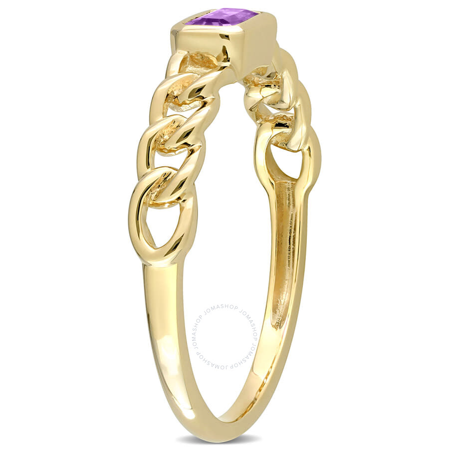 Amour 1/5 Ct Tgw Octagon Amethyst Link Ring In 10k Yellow Gold In Yellow