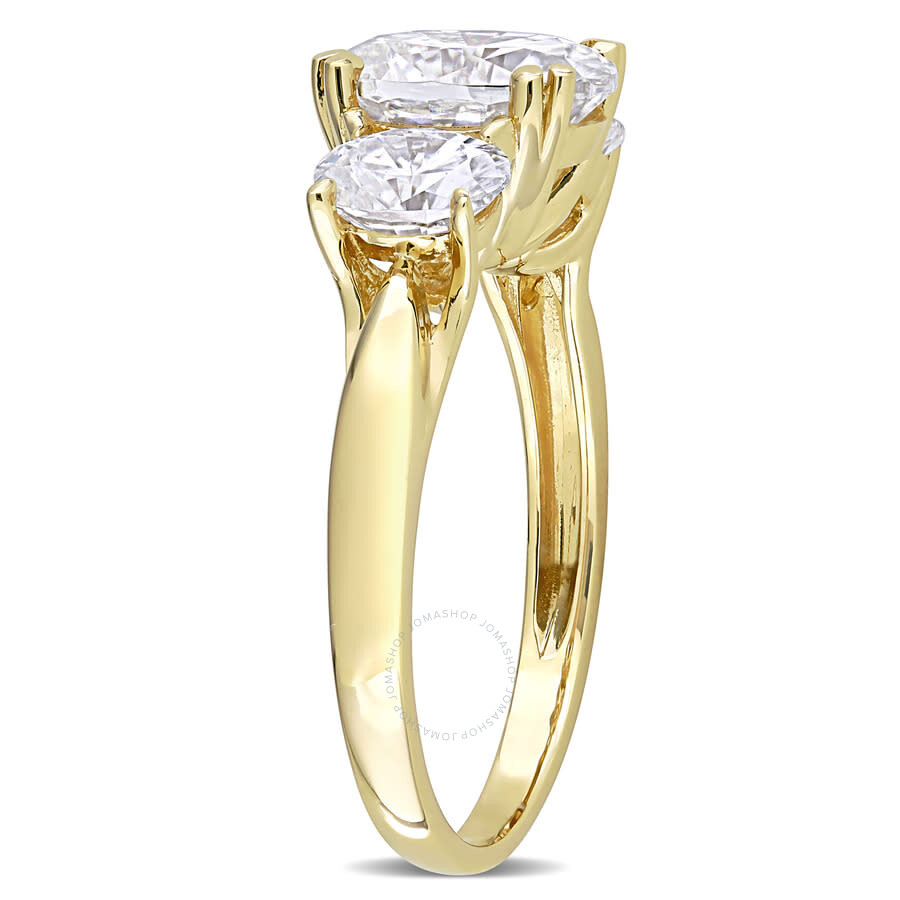 Amour 3 Ct Dew Created Moissanite 3-stoneengagement Ring In 10k Yellow Gold In Yellow