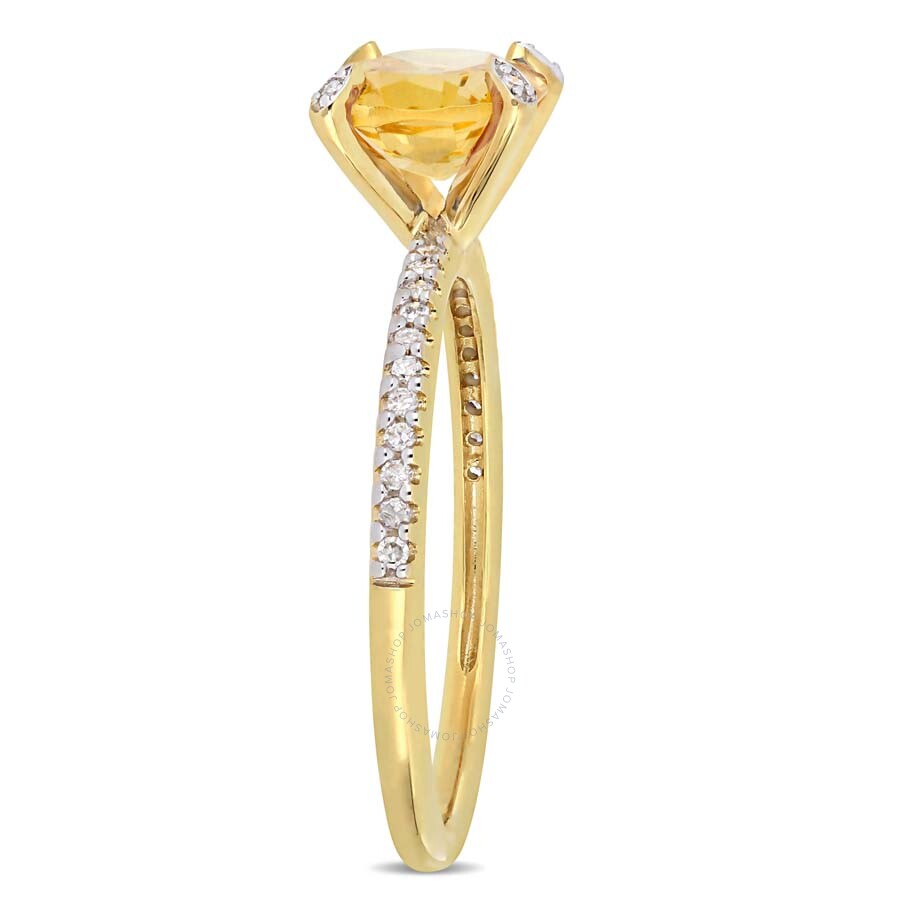 Amour 1 5/8 Ct Tgw Oval-cut Citrine And 1/10 Ct Tw Diamond Ring In 10k Yellow Gold In Gold / Gold Tone / Yellow