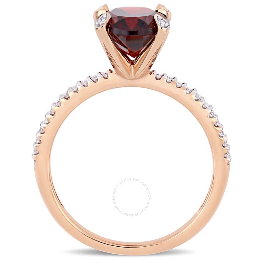 Amour 3 Ct Tgw Oval-cut Garnet And 1/10 Ct Tw Diamond Ring In 10k Rose Gold In Gold / Gold Tone / Rose / Rose Gold / Rose Gold Tone