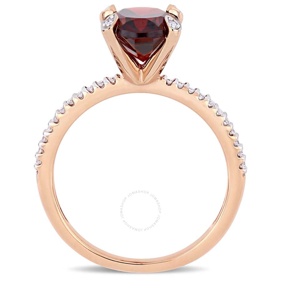 Shop Amour 3 Ct Tgw Oval-cut Garnet And 1/10 Ct Tw Diamond Ring In 10k Rose Gold In Gold / Gold Tone / Rose / Rose Gold / Rose Gold Tone