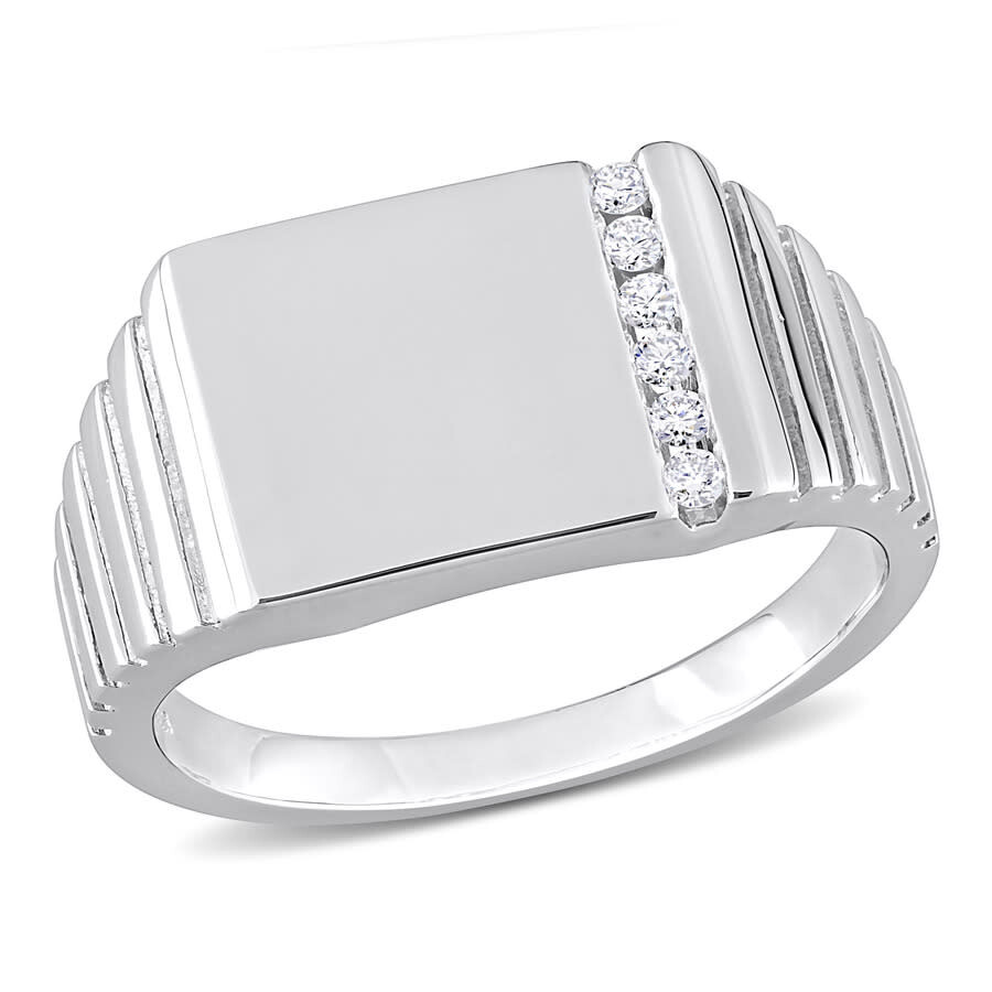 Amour 1/10 Ct Tdw Diamond Men's Ring In Sterling Silver In White