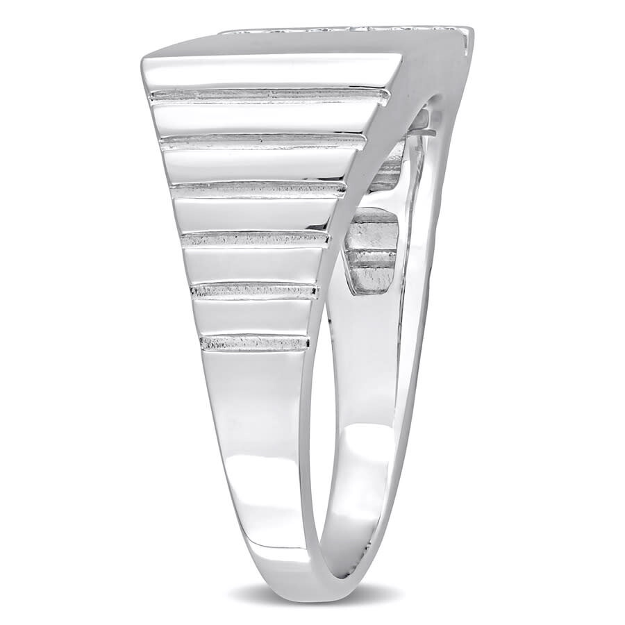 Amour 1/10 Ct Tdw Diamond Men's Ring In Sterling Silver In White