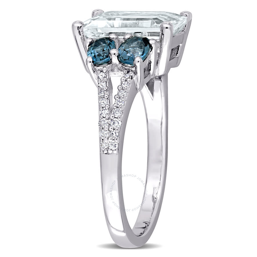 Amour 4 Ct Tgw Ice Aquamarine And London-blue Topaz With 1/10 Ct Tw Diamond Ring In Sterling Silver In White