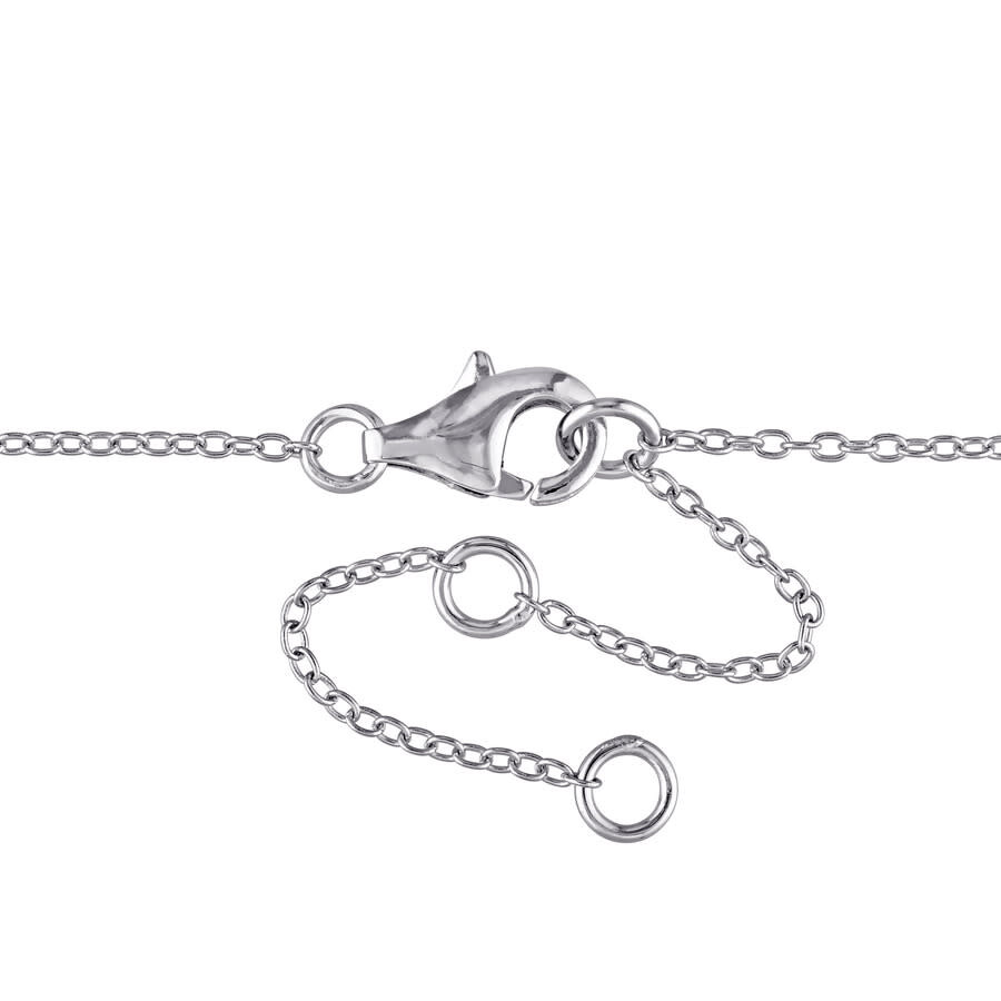 Amour 1/10 Ct Tw Diamond And Aquamarine Halo Necklace In Sterling Silver In White