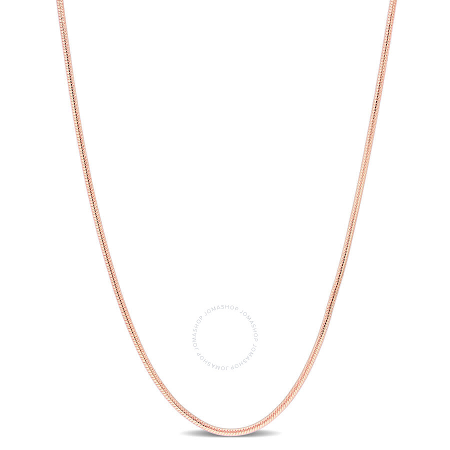 Shop Amour 1.2mm Snake Chain Necklace In Rose Plated Sterling Silver In Rose Gold-tone