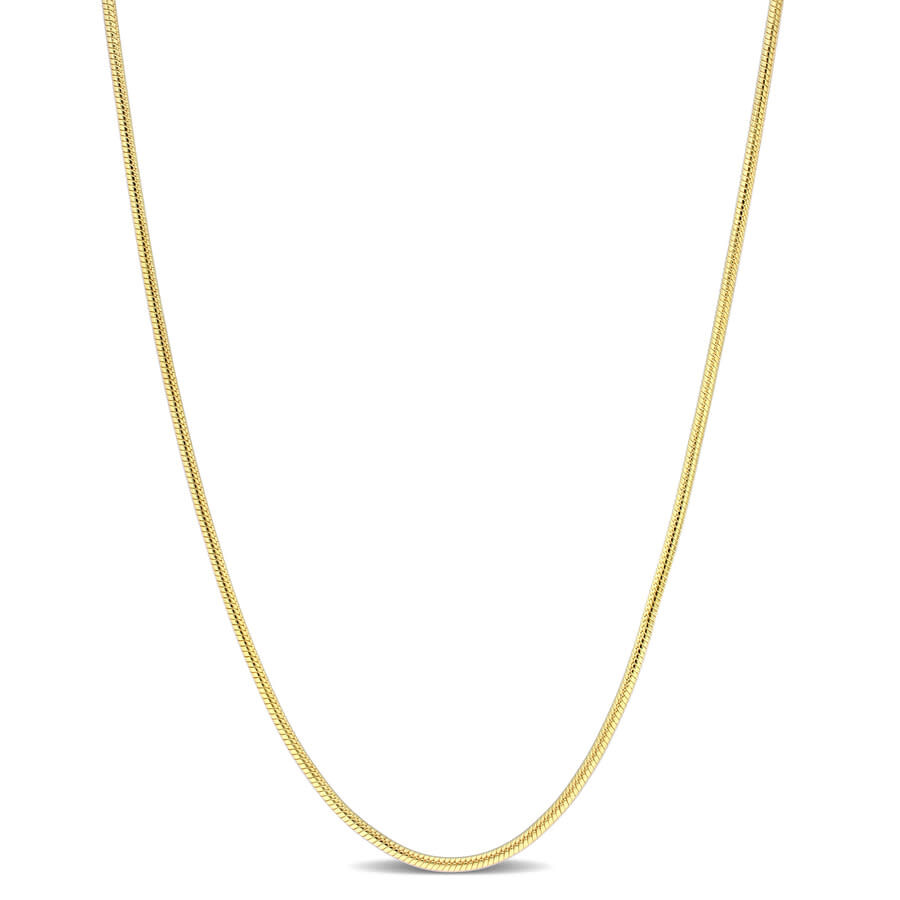Amour 1.2mm Snake Chain Necklace In Yellow Plated Sterling Silver In Yellow