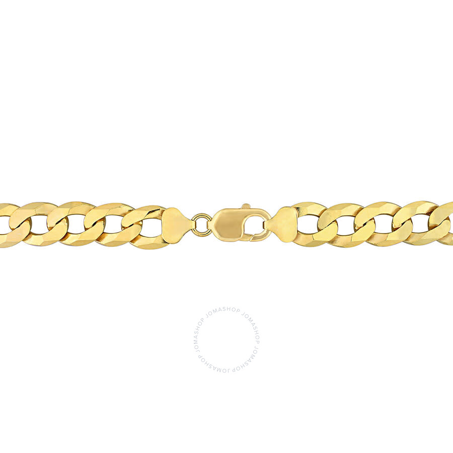 Amour 12.5mm Flat Curb Chain Necklace In Yellow Plated Sterling Silver In Yellow