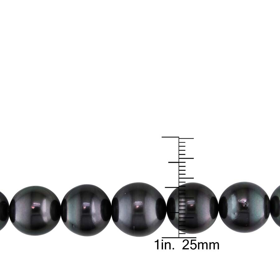Amour 13 - 14 Mm Black Tahitian Cultured Pearl Strand With 14k White Gold Diamond Ball Clasp In Black / Gold / White