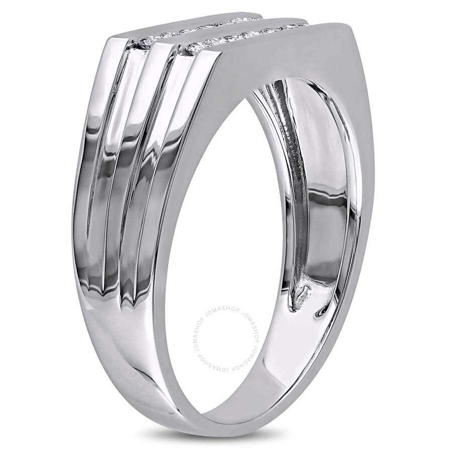 Shop Amour Men's 1/3 Ct Tw Diamond Triple Row Ring In 10k White Gold In Gold / White