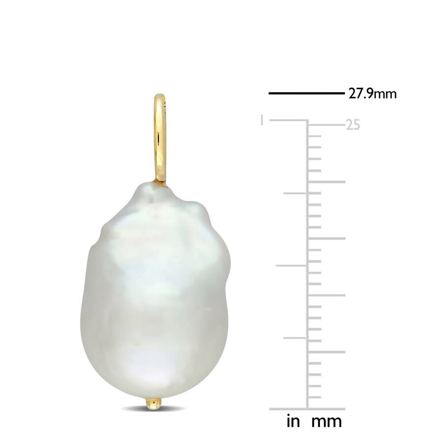 Amour 13-14mm Baroque Freshwater Cultured Pearl Pendant In Yellow Plated Sterling Silver (no Chain) In Yellow