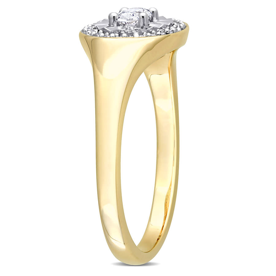 Shop Amour 1/4 Ct Oval And Round-cut Diamond Ring In 14k Yellow Gold In Two Tone