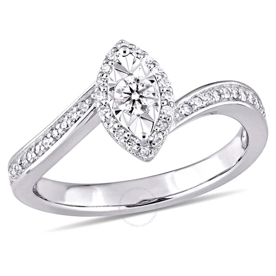 Amour 1/4 Ct Tw Diamond Halo Twist Ring In Sterling Silver In Silver