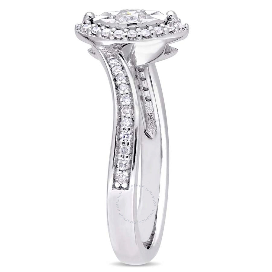 Amour 1/4 Ct Tw Diamond Halo Twist Ring In Sterling Silver In Silver