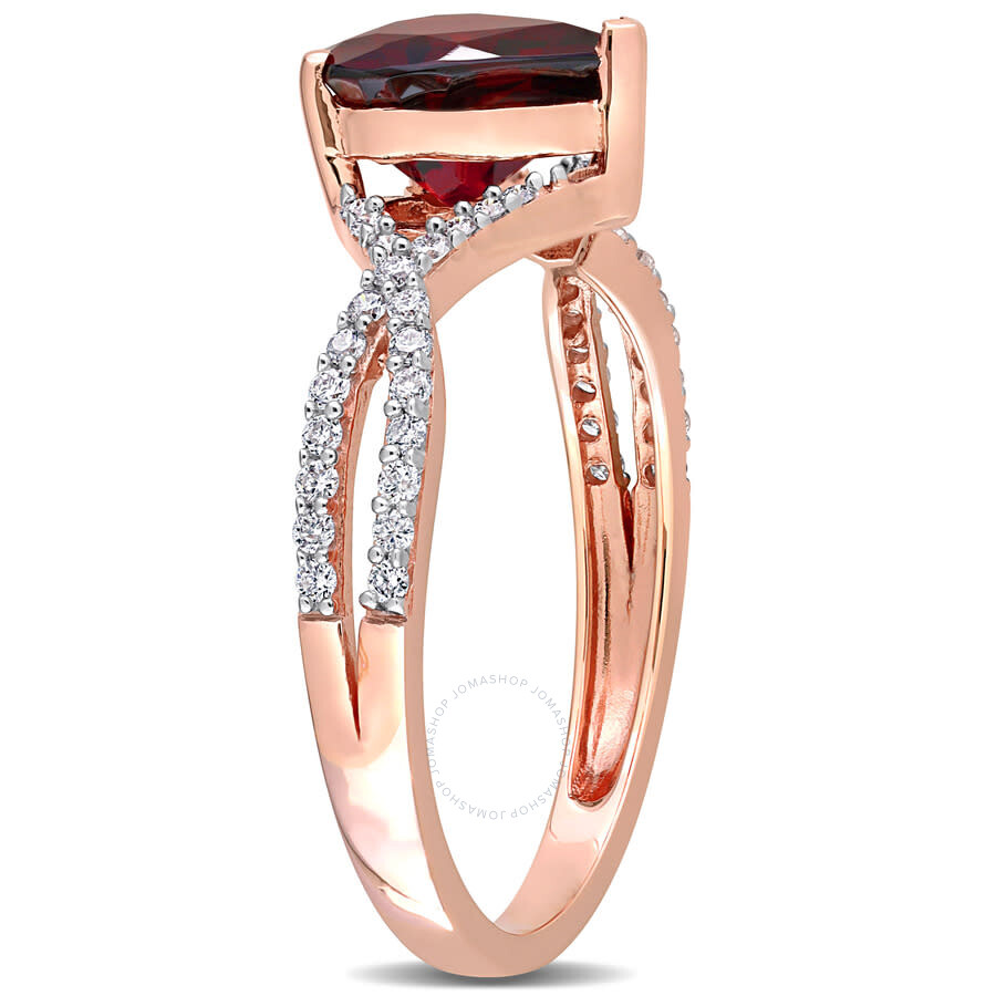 Amour 2 Ct Tgw Heart Garnet And 1/5 Ct Tdw Diamond Infinity Ring In 14k Rose Gold In Pink