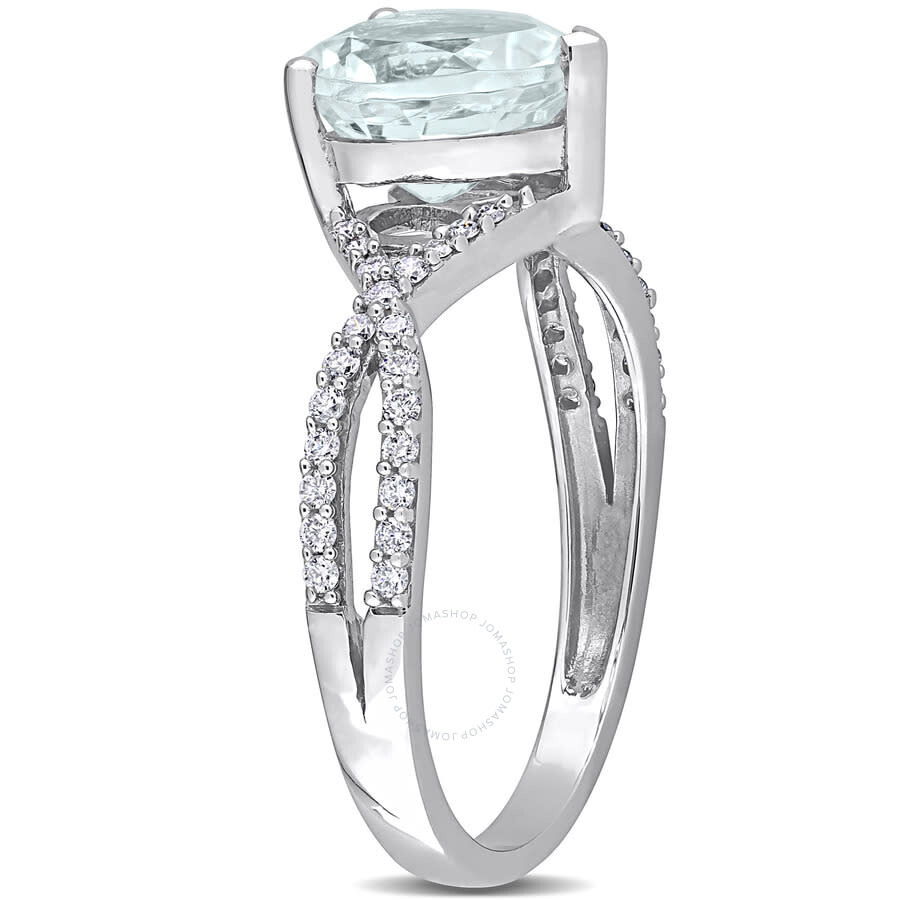 Amour 1 1/2 Ct Tgw Heart Aquamarine 1/5 Ct Tdw Diamond Infinity Ring In 14k White Gold In White