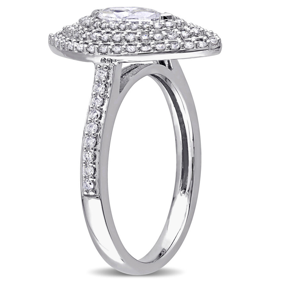 Shop Amour 1 Ct Tw Marquise And Round Diamond Double Halo Triple Halo Engagement Ring In 14k White Gold