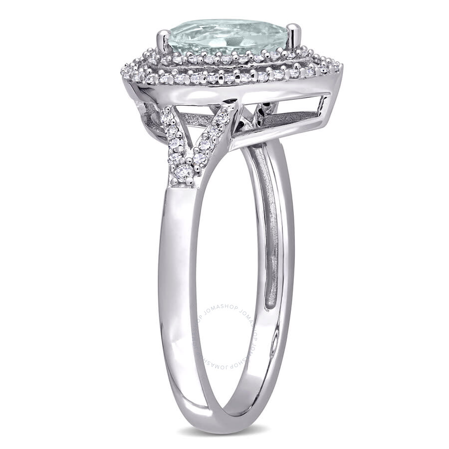 Amour 1 1/5 Ct Tgw Pear Shape Aquamarine And 1/4 Ct Tgw Diamond Ring In 14k White Gold In White