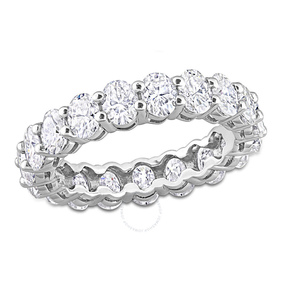 Amour Oval Cut Created Moissanite Eternity Ring In 14k White Gold In White