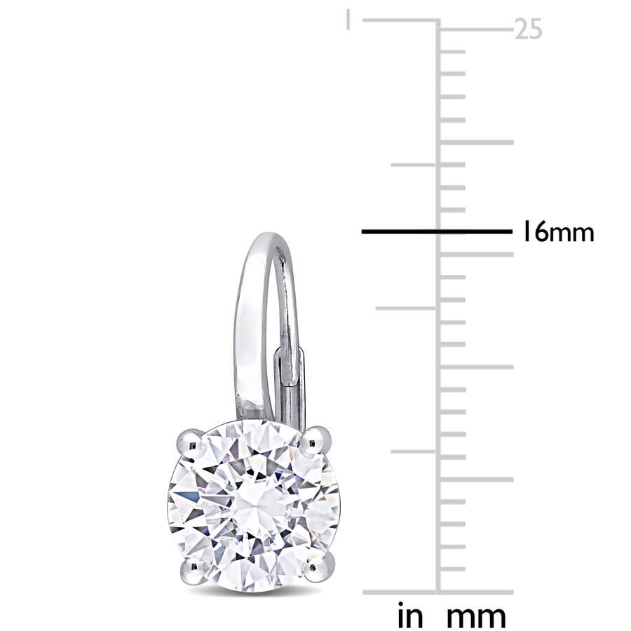 Amour 4 Ct Dew Created Moissanite Leverback Earrings In 14k White Gold In White